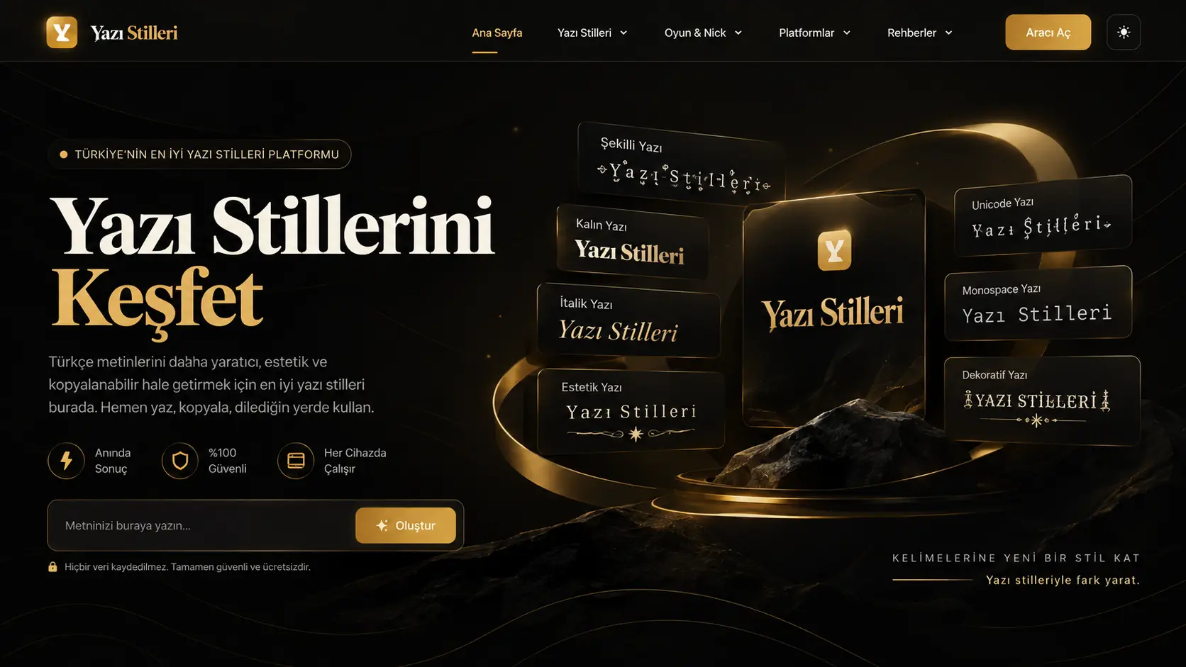 Yazı Stilleri yazı stilleri oluşturucu, şekilli yazı ve Unicode metin araçları