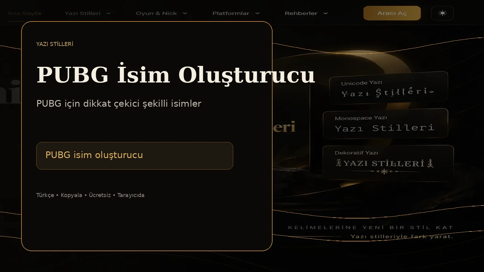 PUBG isim oluşturucu ve şekilli oyuncu isimleri