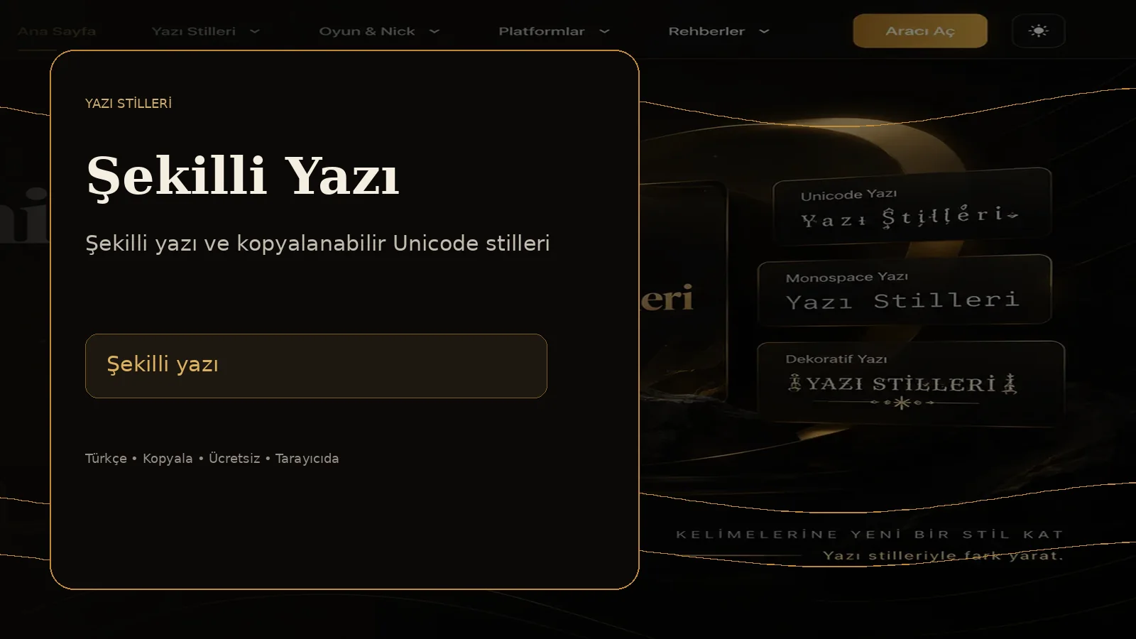 Şekilli yazı ve kopyalanabilir Unicode stilleri