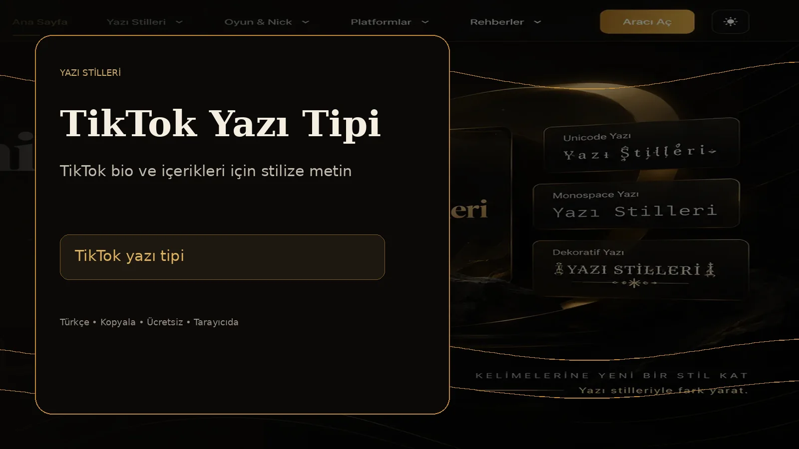 TikTok yazı tipi ve stilize metin oluşturma
