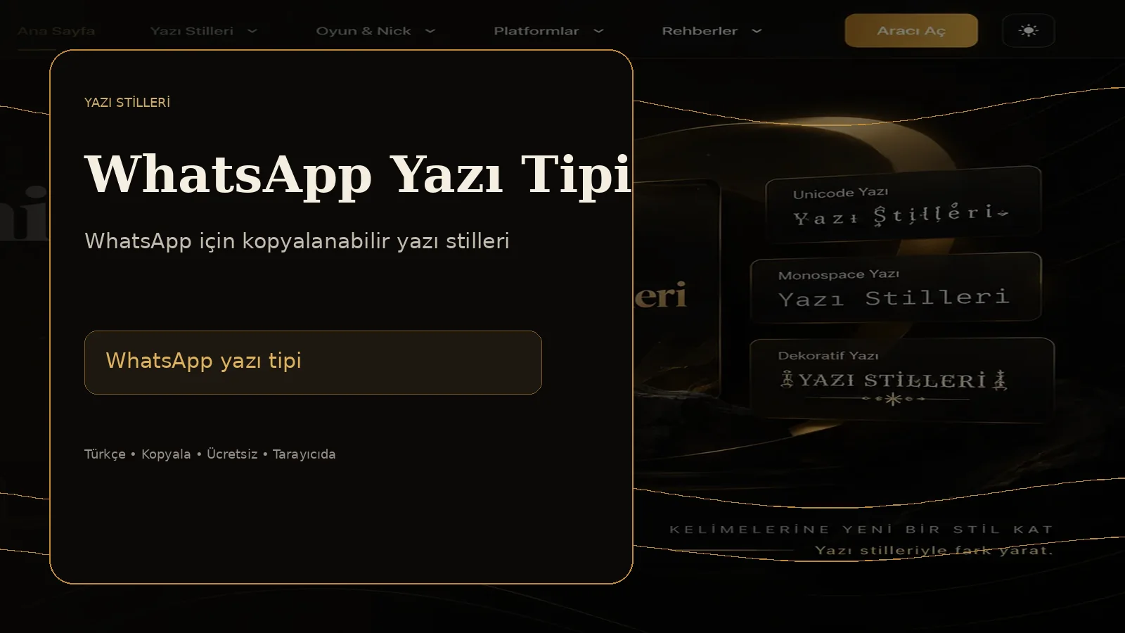 WhatsApp yazı tipi ve kopyalanabilir yazı stilleri
